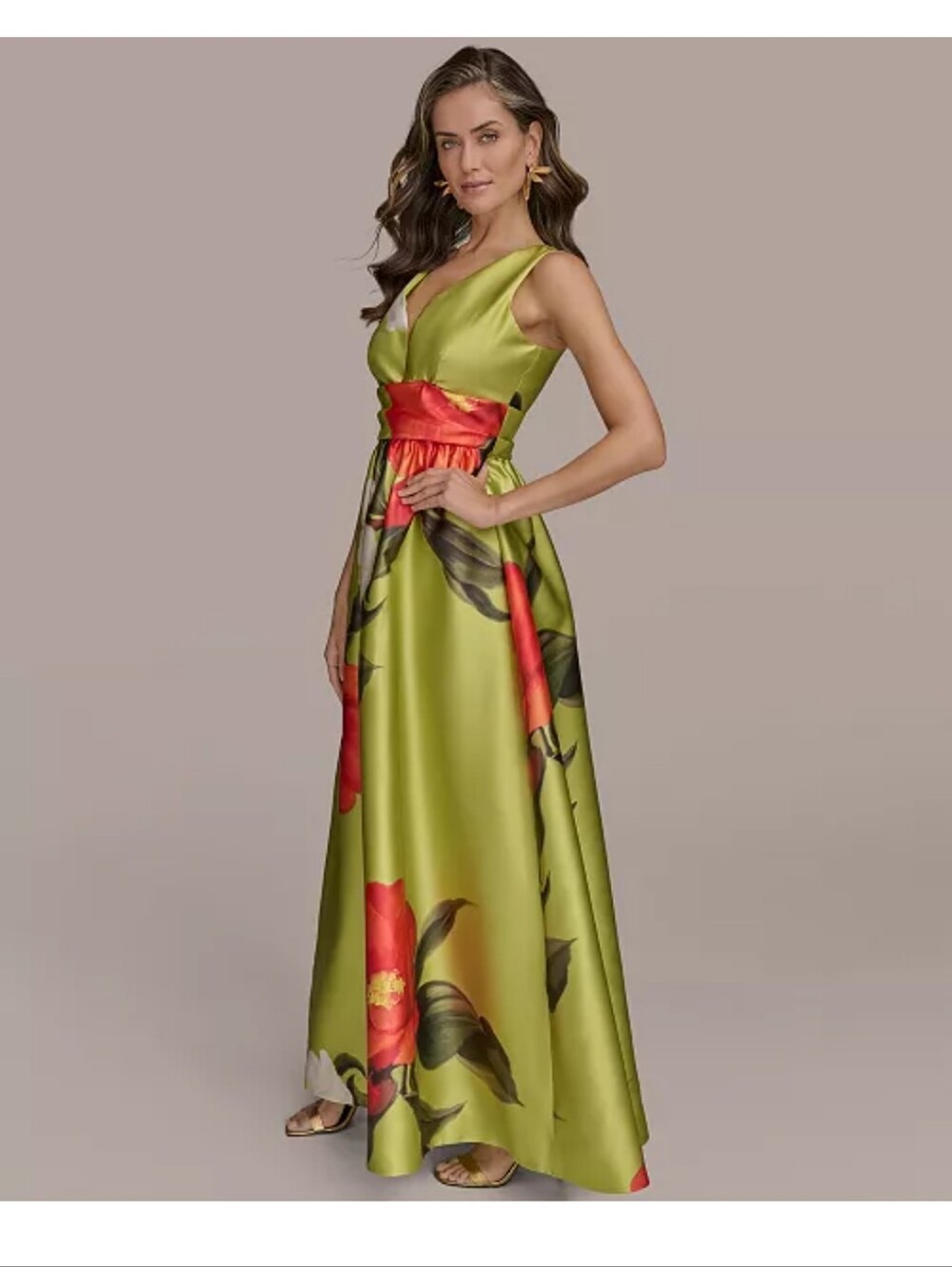 Donna Karan New York Floral Silk Look Ball Gown Dress Size 4 NWT $349 Luxury